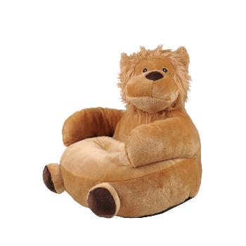 Pouf pour enfant Zimba le Lion, Marron, 45x45cm, Toucher tout doux