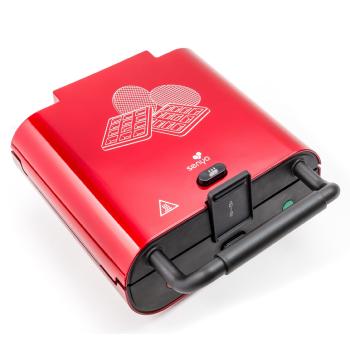 Gaufrier appareil  croques, gaufres, gaufrettes, Appareil 3 en 1, 3 jeux de plaques, Rouge, 800W, Multi Waffles