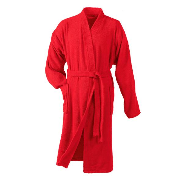 Peignoir de bain en éponge, Col Kimono, Rouge, Taille unique, Adulte, 100% Coton