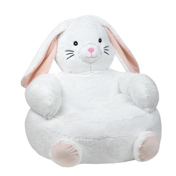 Pouf pour enfant Pacome le Lapin, Blanc, 45 x 45 cm, Toucher tout doux