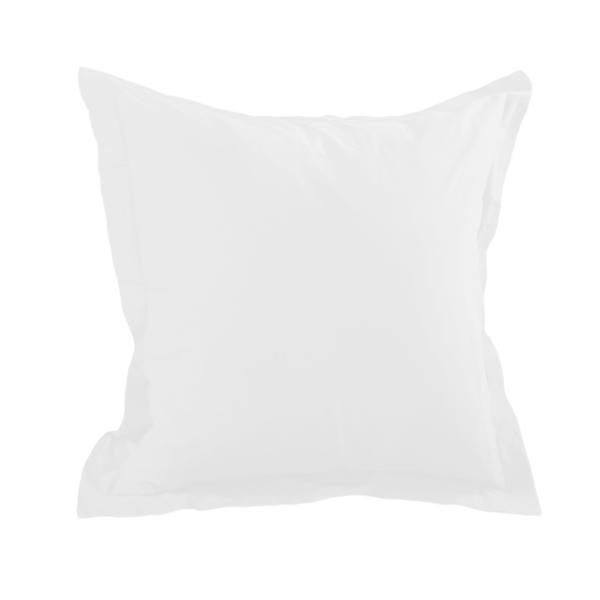 Taie d'oreiller unie, 65x65cm, A volant plat, Blanc, 100% Coton 57 fils, Oeko-Te