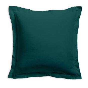 Taie d'oreiller unie, Vert Émeraude, 75x75cm, 100% Coton à volant plat