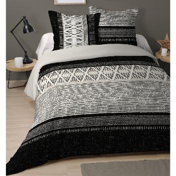 Housse de couette Montana, Thme Ethnique, Noir, Adulte, 220x240cm, 2 personnes, 100% Coton, Oeko-tex