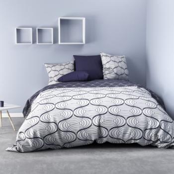 Housse de couette Paga, Bleu/Blanc, 220x240cm, 2 personnes, Réversible, 100% Microfibre Oeko-Tex