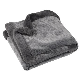 Plaid Fluff Cocooning gaufr, Anthracite, 130x160cm, 100% Microfibre, Extra doux, Haute qualit