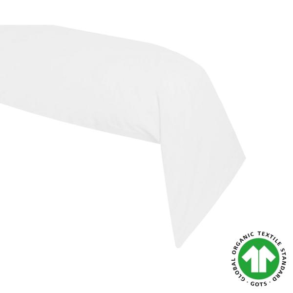 Taie de traversin coton biologique, 45x185cm, Standard, Blanc, 100% Coton 57 fils, Oeko-Tex