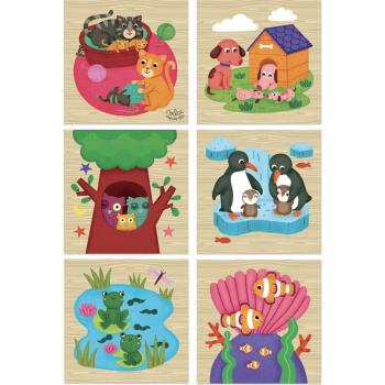 Vilac, 9 cubes en bois, Les animaux, Multicolore, Jouet d'éveil en bois, Dès 2 ans