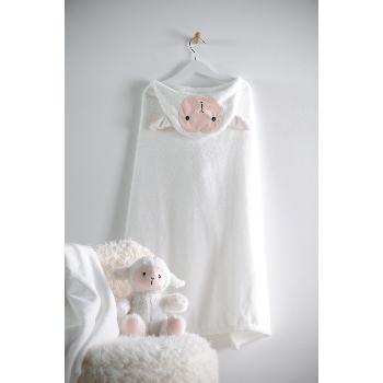 Plaid cape à capuche, Timon le Mouton, Ecru, 100x75cm, 100% Polyester