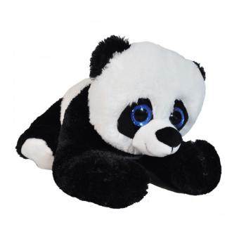 Peluche panda allongé, Noir, 30 x 19 x 19 cm (Lxhxl), Polyester