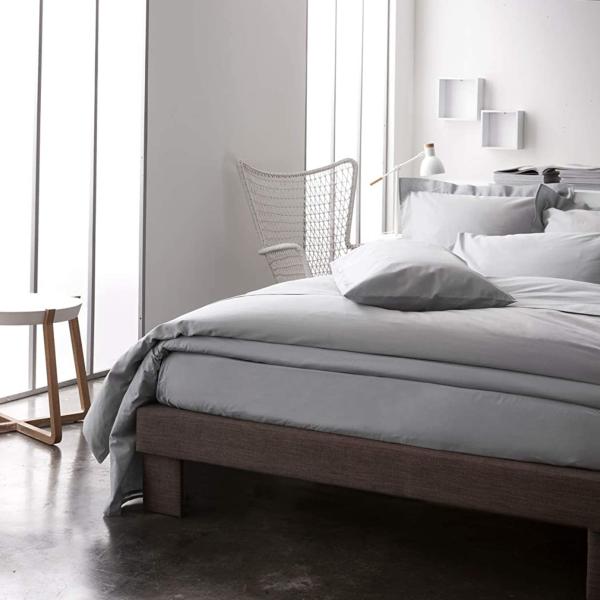 Housse de couette unie Gris clair/Zinc, 220 x 240 cm, 2 personnes, 100% Coton 57 fils, Oeko-tex