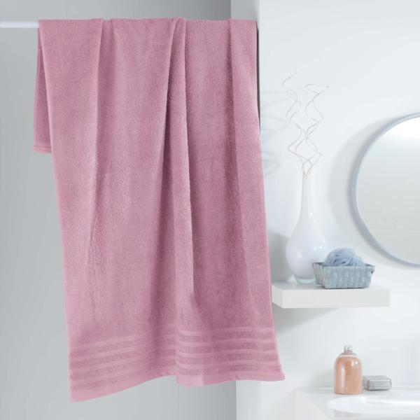 Drap de Bain 90x150cm Uni Rose Dragée, 100% coton