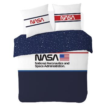 Housse de couette Nasa, Bleu/Blanc, 220x240cm, 2 personnes, 100% Coton Oeko-Tex