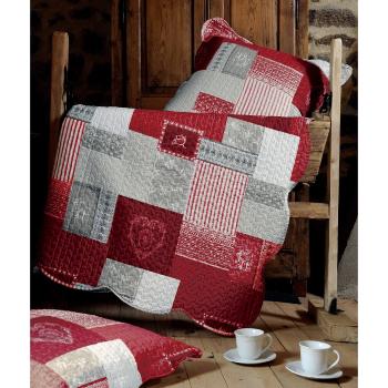 Boutis Arkansas Rouge 240x260cm, 2 Taies 65x65cm, 100% Microfibre