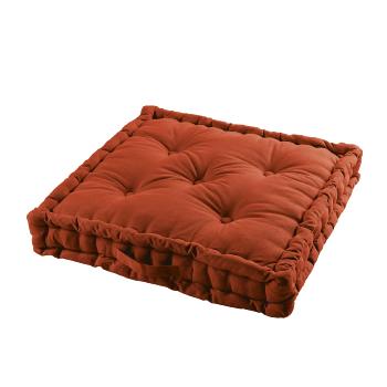 Coussin de sol Terracotta, Panama uni, 60x60x10cm, Grande taille, 100% Coton