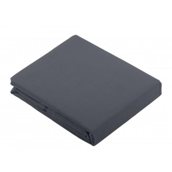 Drap plat uni 240x300cm, 2 personnes, Couleur Anthracite, 100% Coton 57 fils, Oeko-Tex