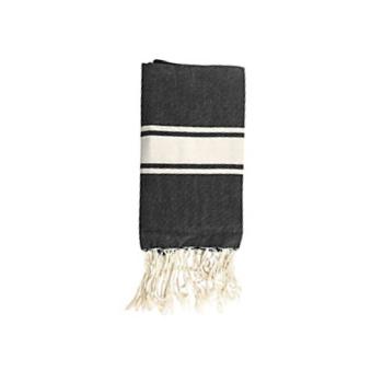 Fouta de plage Kapa, Gamme Hippie Chik, Gris, 100x190cm, 100% Coton, Douce et légère