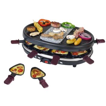 Appareil à raclette Kalorik, Revêtement antiadhésif, Grill + Pierre, 8 personnes, Noir, 900W