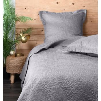 Boutis Cassandre Motifs en relief, Gris Souris, 240x260cm, 2 taies 65x65cm, 100% Microfibre