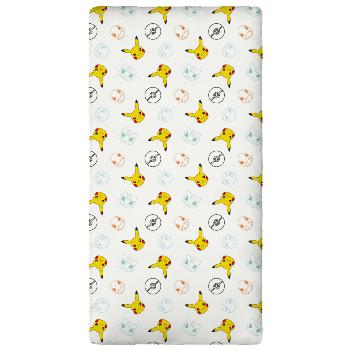 Drap housse Pokémon, Micromotifs, Multicolore, 1 personne, 90x190cm, 100% Coton Oeko-Tex