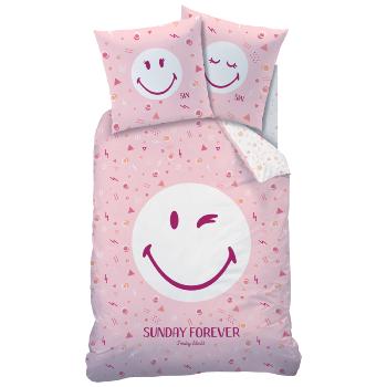 Housse de couette Smiley World Sunday, 140x200cm, 1 personne, 100% Coton