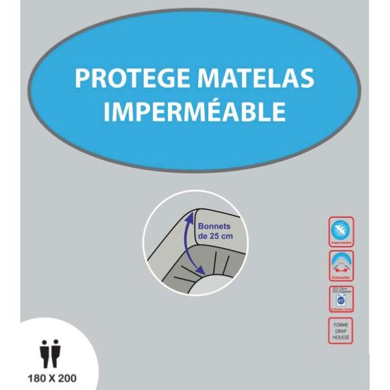 Protège matelas imperméable, Forme drap housse, 180x200cm, Blanc