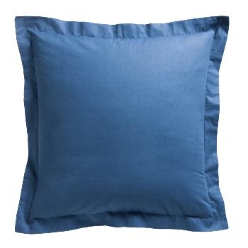 Taie d'oreiller unie, Bleu Ciel d'Orage, 75x75cm, 100% Coton  volant plat